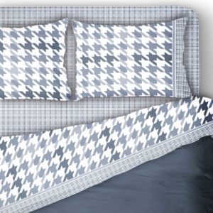 Completo Letto Sunshine Pied De Poule Celeste