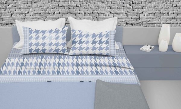 completo-letto-lenzuola-pied-de-poule-blu-2-piazze-matrimoniale-1-piazza-singolo-1-piazza-e-mezzo-puro-cotone-100%