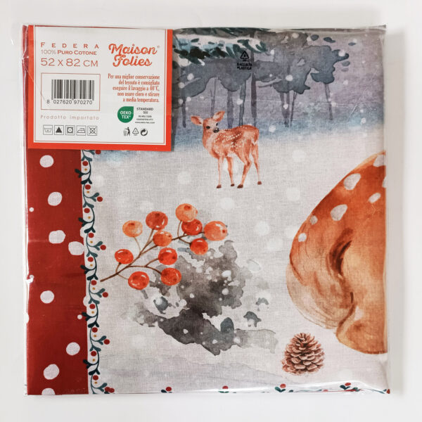 Federa natalizia Cuscino letto Fantasia Animali nella Neve di Natale - immagine 2