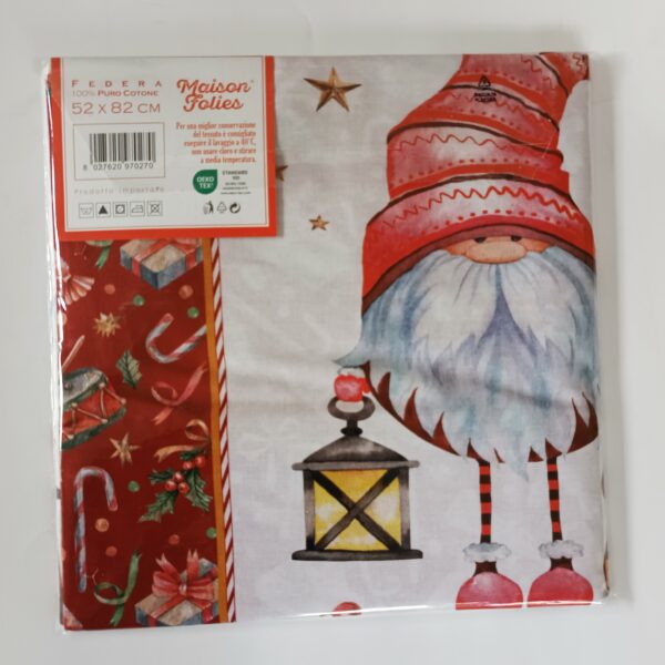 Federa natalizia Cuscino letto Fantasia Gnomi di Babbo Natale - immagine 2