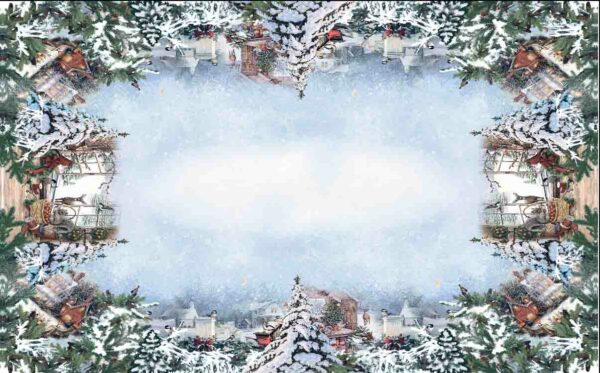 Tovaglia natalizia cotone fantasia Cerbiatto e il Paese del Natale