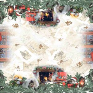 Tovaglia natalizia cotone fantasia Gattini nelle Luci del Natale