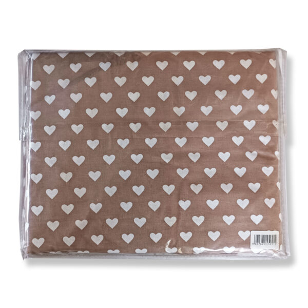 Copripiumino Puro Cotone Fantasia Cuori Pois Cappuccino - immagine 2