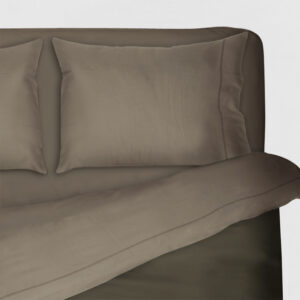 Completo Letto Matrimoniale Puro Cotone Tinta Unita i Sogni H30 - Fango Cappuccino